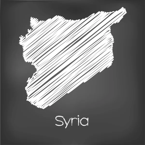 Scribbled Map of the country of Syria — Stock Vector