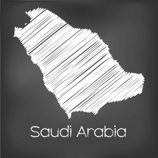 Scribbled Mappa del paese di Arabia Saudita — Vettoriale Stock
