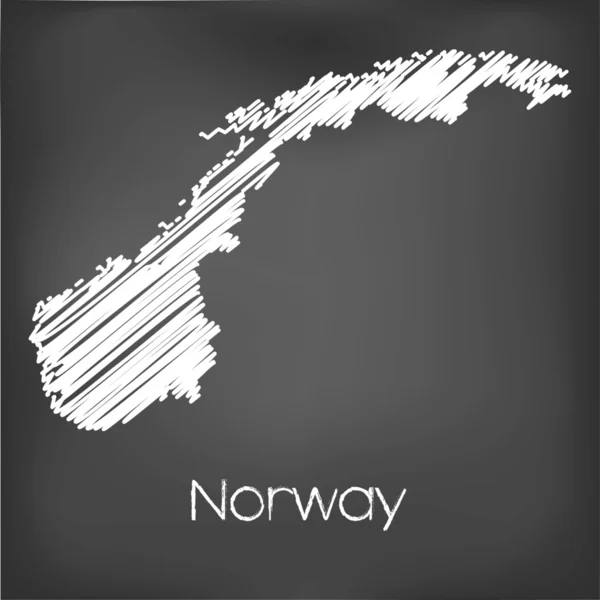 Gekritzelte Landkarte des Landes Norwegen — Stockvektor