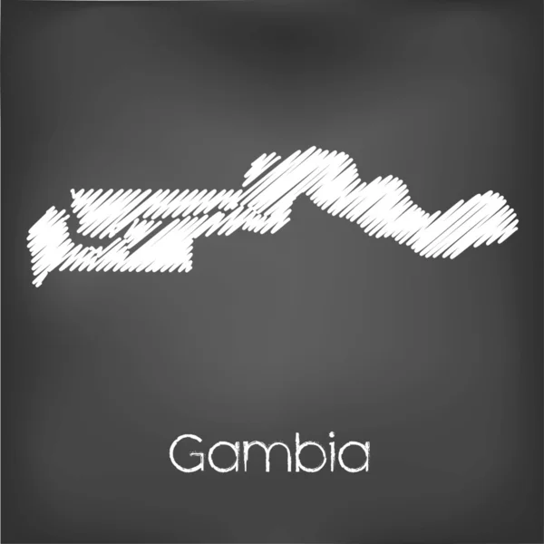 Scribbled Map of the country of  Gambia — Stock Vector