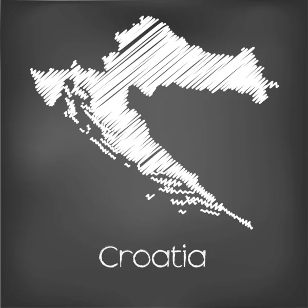 Scribbled Mapa del país de Croacia — Archivo Imágenes Vectoriales