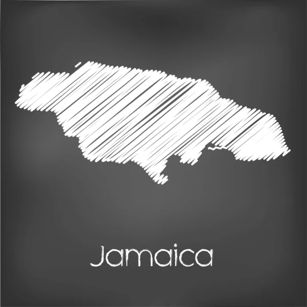 Scribbled Map of the country of Jamaica — Stock Vector