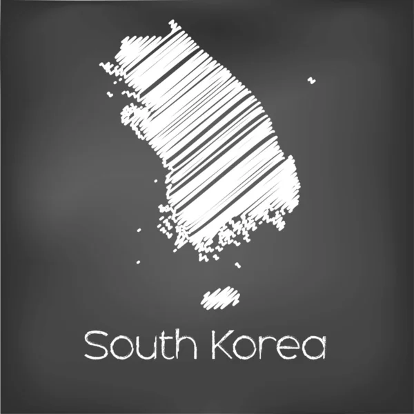 Scribbled Map of the country of South Korea — Stock Vector
