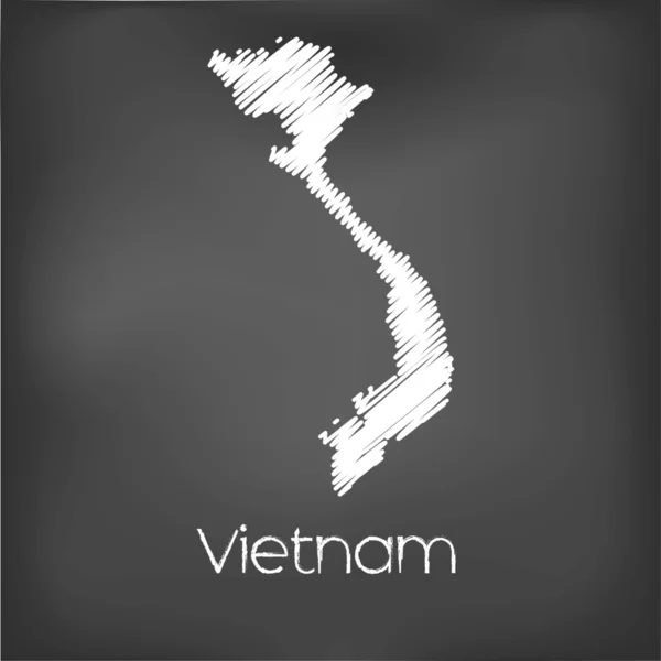 Scribbled Mapa del país de Vietnam — Vector de stock