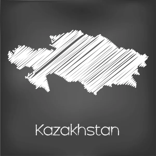哈萨克斯坦的国家的潦草的地图 — 图库矢量图片