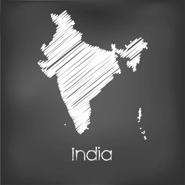 インドの国の走り書きの地図 — ストックベクタ