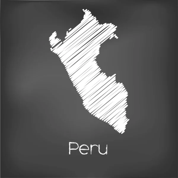 Mapa rabiscado do país do Peru —  Vetores de Stock