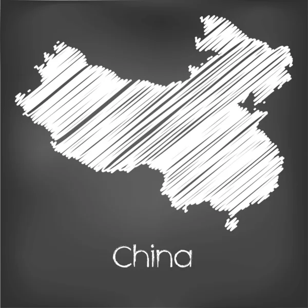 Klottrade karta över landet Kina — Stock vektor