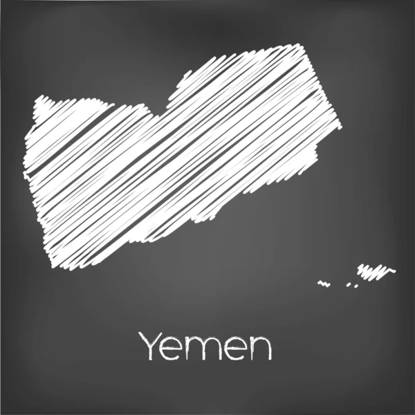 Scarabocchiato Mappa del paese dello Yemen — Vettoriale Stock