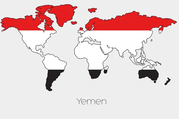 Illustratie van de vlag in de vorm van een wereldkaart van het land — Stockvector