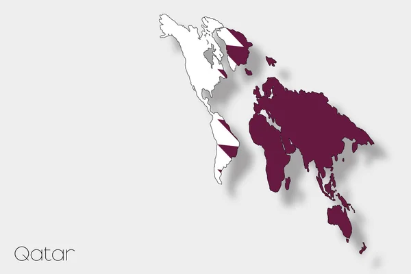 3D Izometrické vlajky ilustrace ze země Katar — Stockový vektor