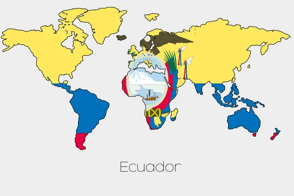 Прапор Ілюстрація всередині форми карти світу країни — стоковий вектор