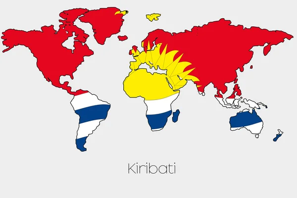 Bandeira Ilustração dentro da forma de um mapa do mundo do país — Vetor de Stock