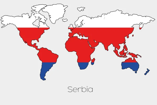 Zászló alakzaton belül illusztrációja az ország a világ Térkép — Stock Vector
