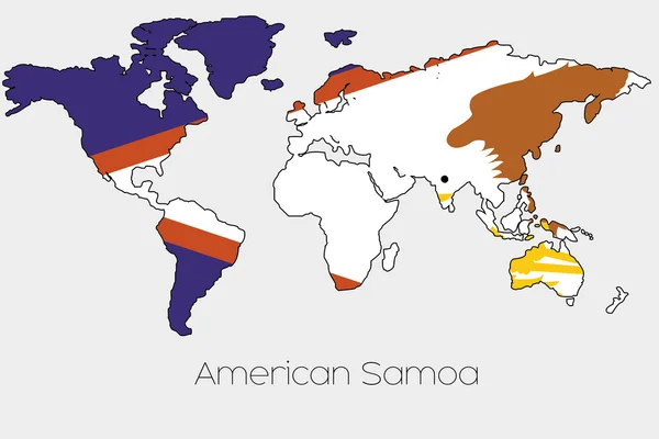 国の世界地図の図形の内部フラグのイラスト — ストックベクタ