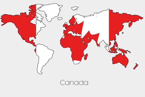 Illustratie van de vlag in de vorm van een wereldkaart van het land — Stockvector