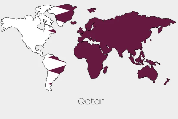 Bandeira Ilustração dentro da forma de um mapa do mundo do país — Vetor de Stock