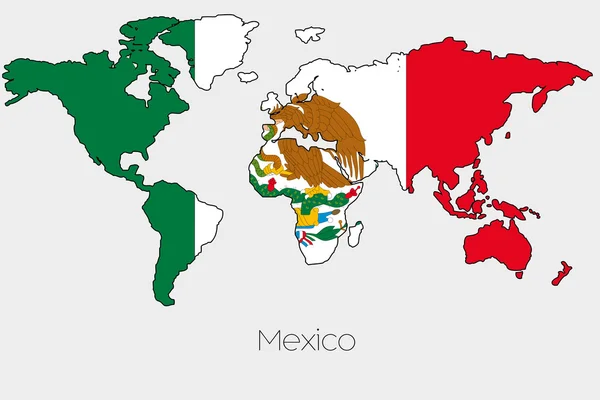 Bandiera Illustrazione all'interno della forma di una mappa del mondo del paese — Vettoriale Stock
