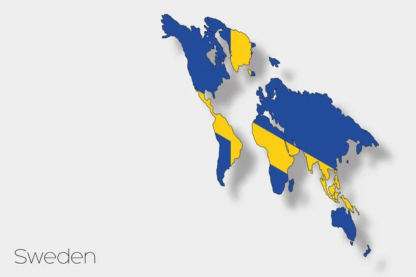 3D Isometrisk flagga Illustration av landet Sverige — Stock vektor