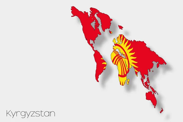 3D ισομετρική απεικόνιση της σημαίας της χώρας Κιργιζία — Διανυσματικό Αρχείο