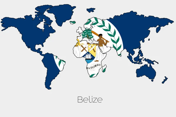 Εικονογράφηση σημαία μέσα στο σχήμα του έναν παγκόσμιο χάρτη της χώρας — Διανυσματικό Αρχείο