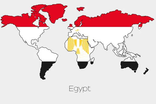 Bandera Ilustración dentro de la forma de un mapa del mundo del país — Archivo Imágenes Vectoriales