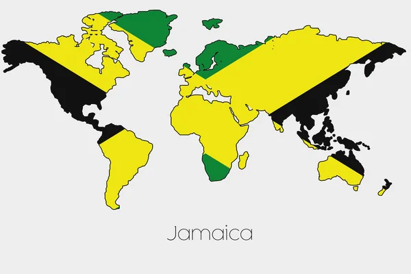 Illustratie van de vlag in de vorm van een wereldkaart van het land — Stockvector