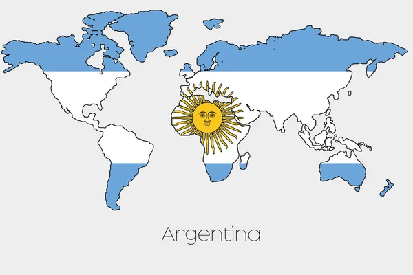 Drapeau Illustration sous la forme d'une carte du monde du pays — Image vectorielle