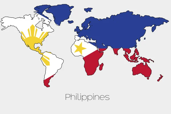 Steag Ilustrație în interiorul formei unei hărți mondiale a țării — Vector de stoc