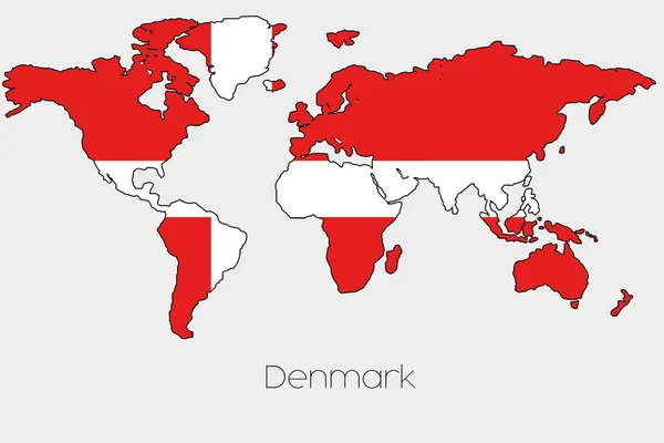 देशाच्या जागतिक नकाशाच्या आकारात ध्वज चित्र — स्टॉक व्हेक्टर