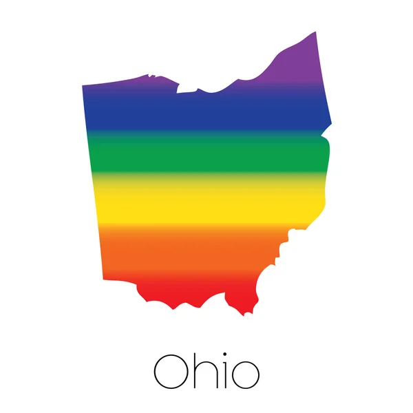 Flaga LGBT wewnątrz stanu Ohio — Wektor stockowy