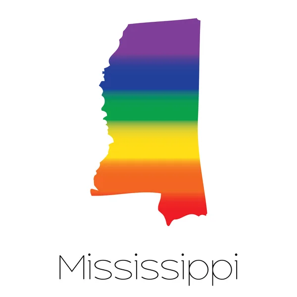 LGBT bayrak Mississippi eyaleti içinde — Stok Vektör