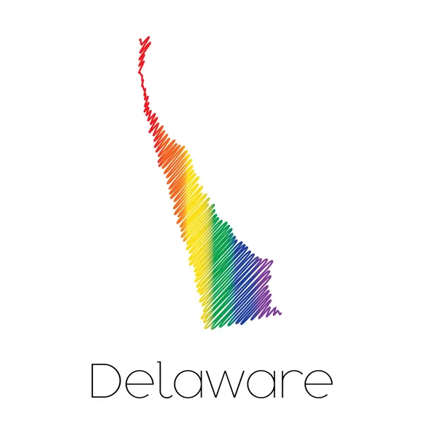 Форма штата Делавэр, написанная ЛГБТ — стоковый вектор