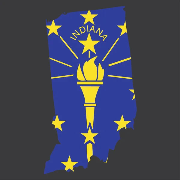 En mycket detaljerad karta med flaggan i delstaten Indiana — Stock vektor