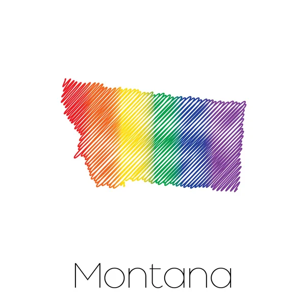 Lgbt kritzelte Form des Staates Montana — Stockvektor