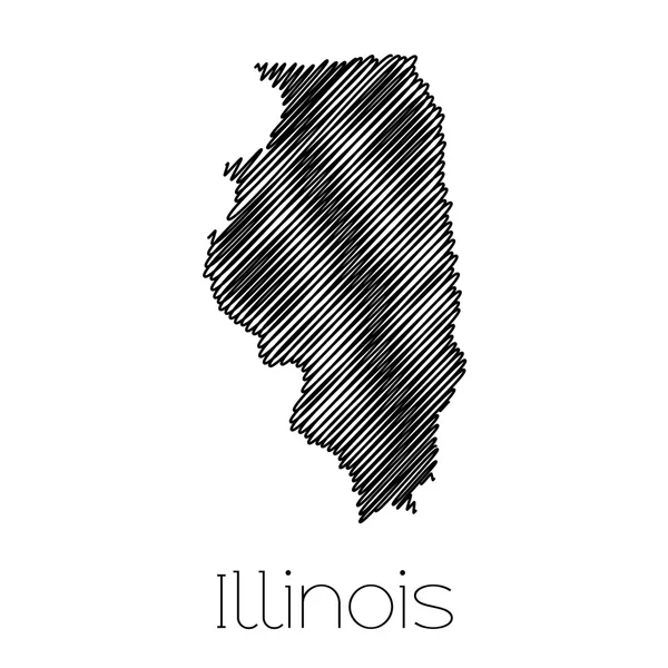 Gekritzelte Form des Staates der Illinois — Stockvektor
