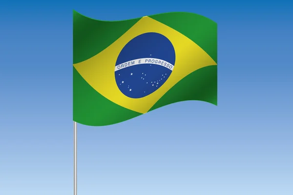 3D bayrak illüstrasyon ülke Brezilya gökyüzünde sallayarak — Stok Vektör