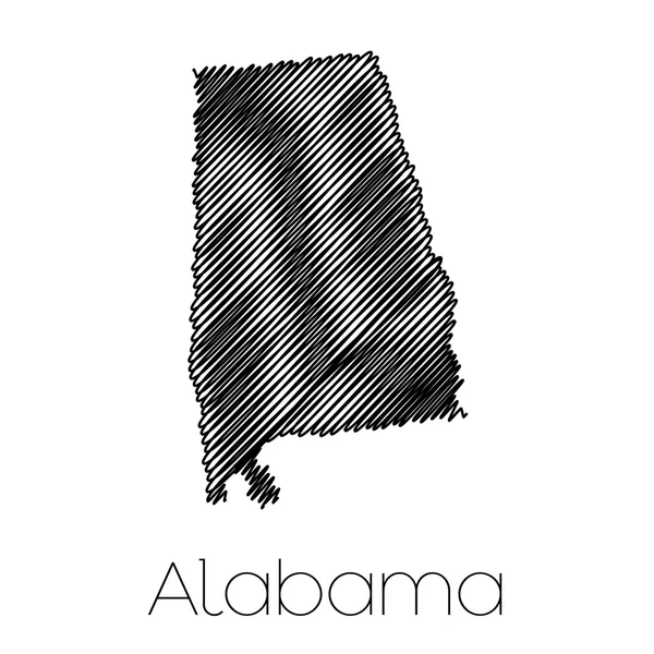 Scribbled vorm van de staat Alabama — Stockvector
