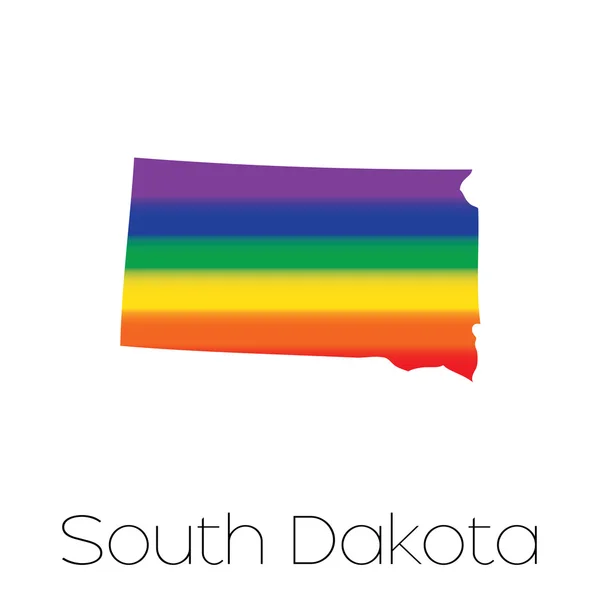 Drapeau LGBT dans l'État du Dakota du Sud — Image vectorielle