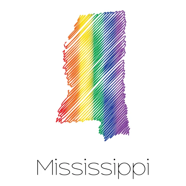 LGBT karalanmış şeklini Mississippi eyaleti — Stok Vektör