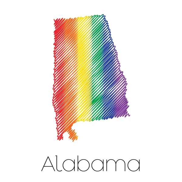 LGBT karalanmış şeklini Alabama Eyaleti — Stok Vektör