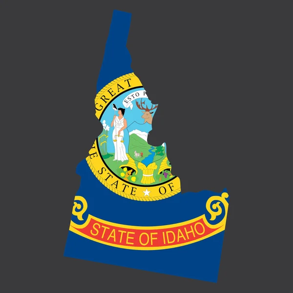 Une carte très détaillée avec drapeau à l'intérieur de l'État de l'Idaho — Image vectorielle