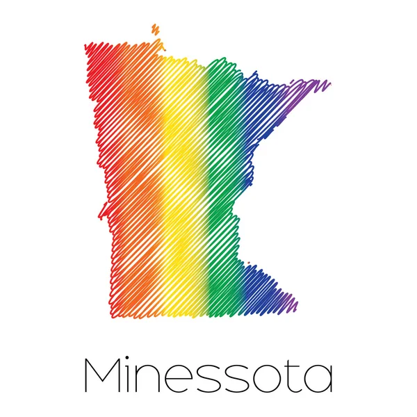 LGBT krabbelde vorm van de staat Minnesota — Stockvector