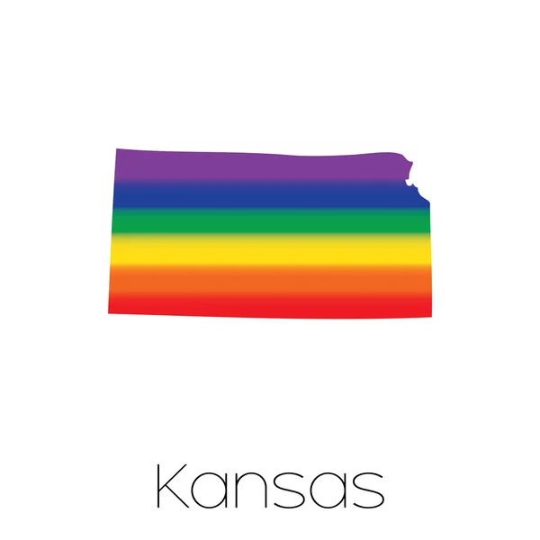 LGBT vlajka uvnitř státu Kansas — Stockový vektor