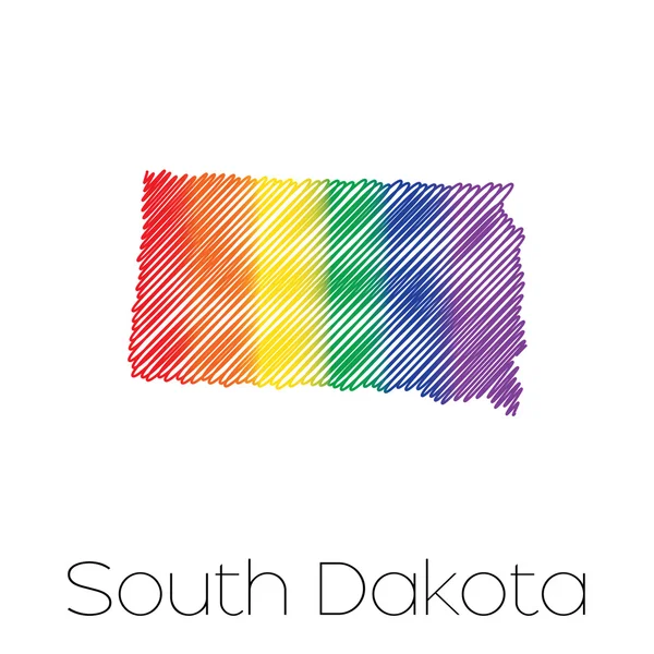 LGBT krabbelde vorm van de staat van South Dakota — Stockvector