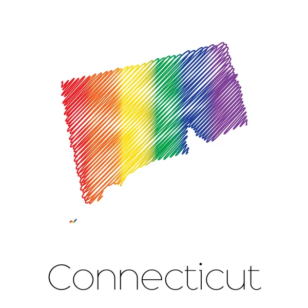 LGBT Forma garabateada del estado de Connecticut — Archivo Imágenes Vectoriales