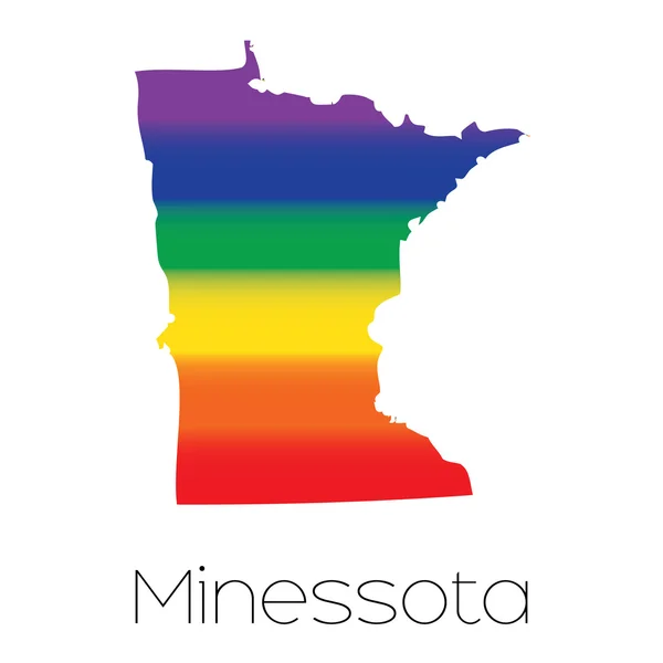 LGBT vlajka uvnitř státu Minnesota — Stockový vektor