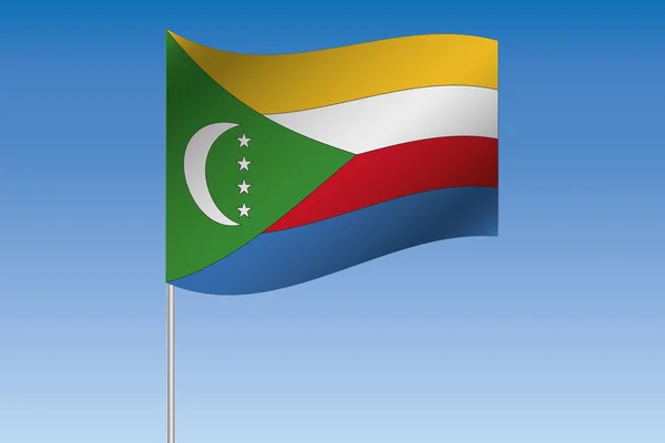 3D-afbeelding vlag zwaaien in de lucht van het land van Comorese — Stockvector