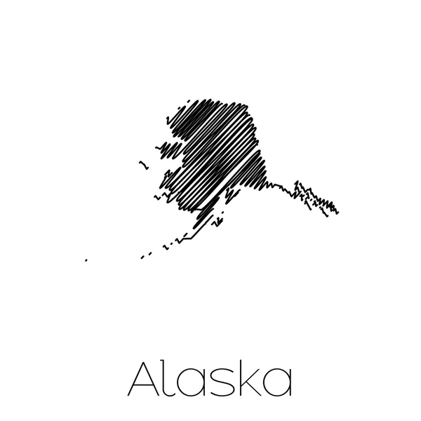 Forma garabateada del Estado de Alaska — Vector de stock