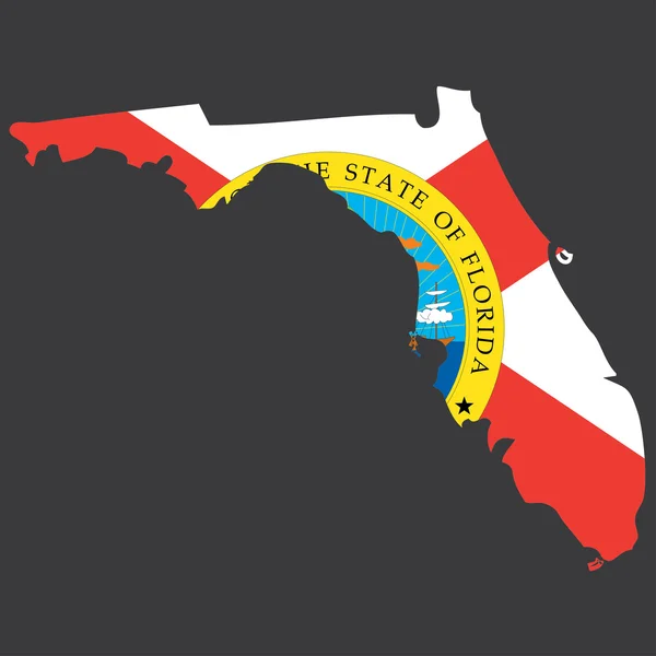 Un mapa altamente detallado con la bandera dentro del estado de Florida — Archivo Imágenes Vectoriales